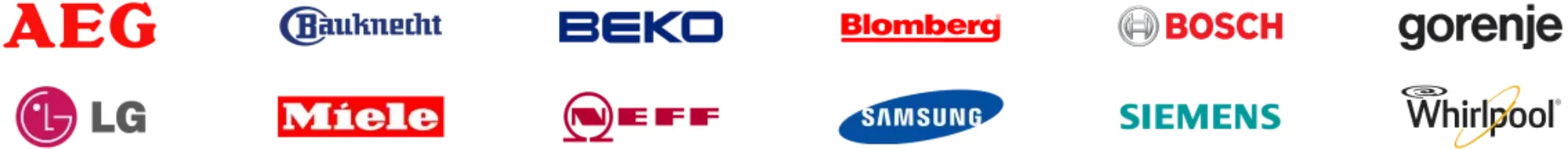 Logos verschiedener Waschmaschinenhersteller